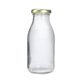 Classic Mini Glass Milk Bottles with Gold/Black lids 12Pcs Pack 200ml